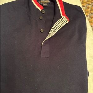 Like New! Brooks Brothers Navy/red/white Button collar sweater size XL